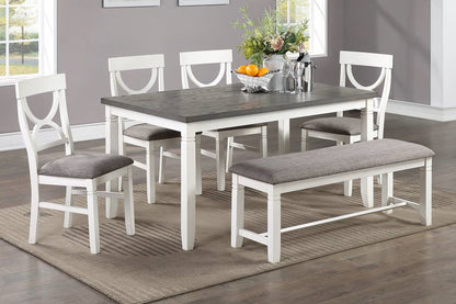 Dining Room Furniture White 6pc Dining Set Table 4 Side Chairs and A Bench Rubberwood MDF image 5