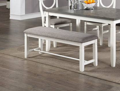 Dining Room Furniture White 6pc Dining Set Table 4 Side Chairs and A Bench Rubberwood MDF image 4
