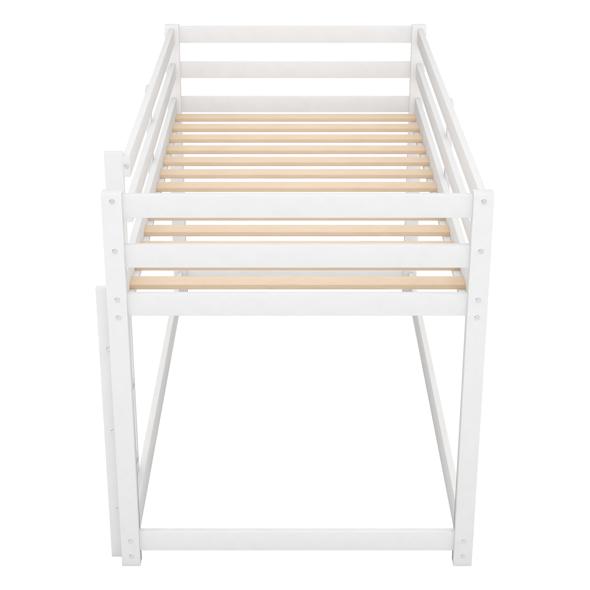 Twin over Twin Floor Bunk Bed with Ladder, White(Old SKU:WF281727AAK/WF286602AAK) image 7
