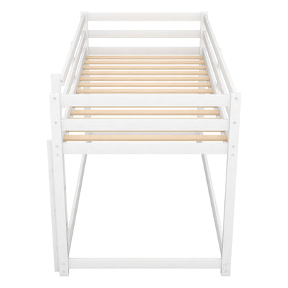 Twin over Twin Floor Bunk Bed with Ladder, White(Old SKU:WF281727AAK/WF286602AAK) image 7