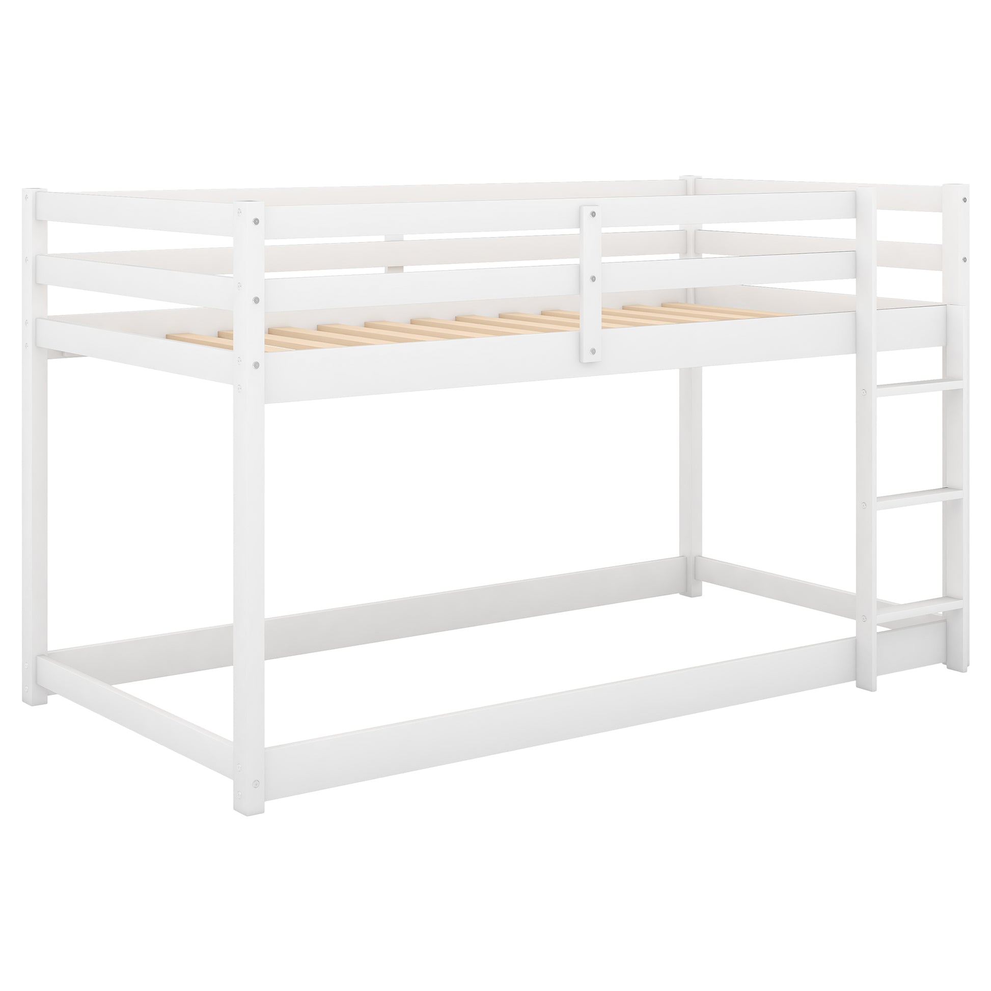 Twin over Twin Floor Bunk Bed with Ladder, White(Old SKU:WF281727AAK/WF286602AAK) image 10