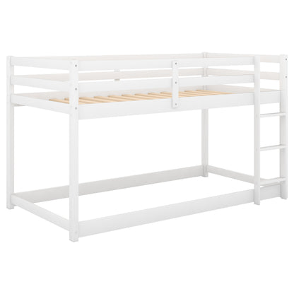 Twin over Twin Floor Bunk Bed with Ladder, White(Old SKU:WF281727AAK/WF286602AAK) image 10