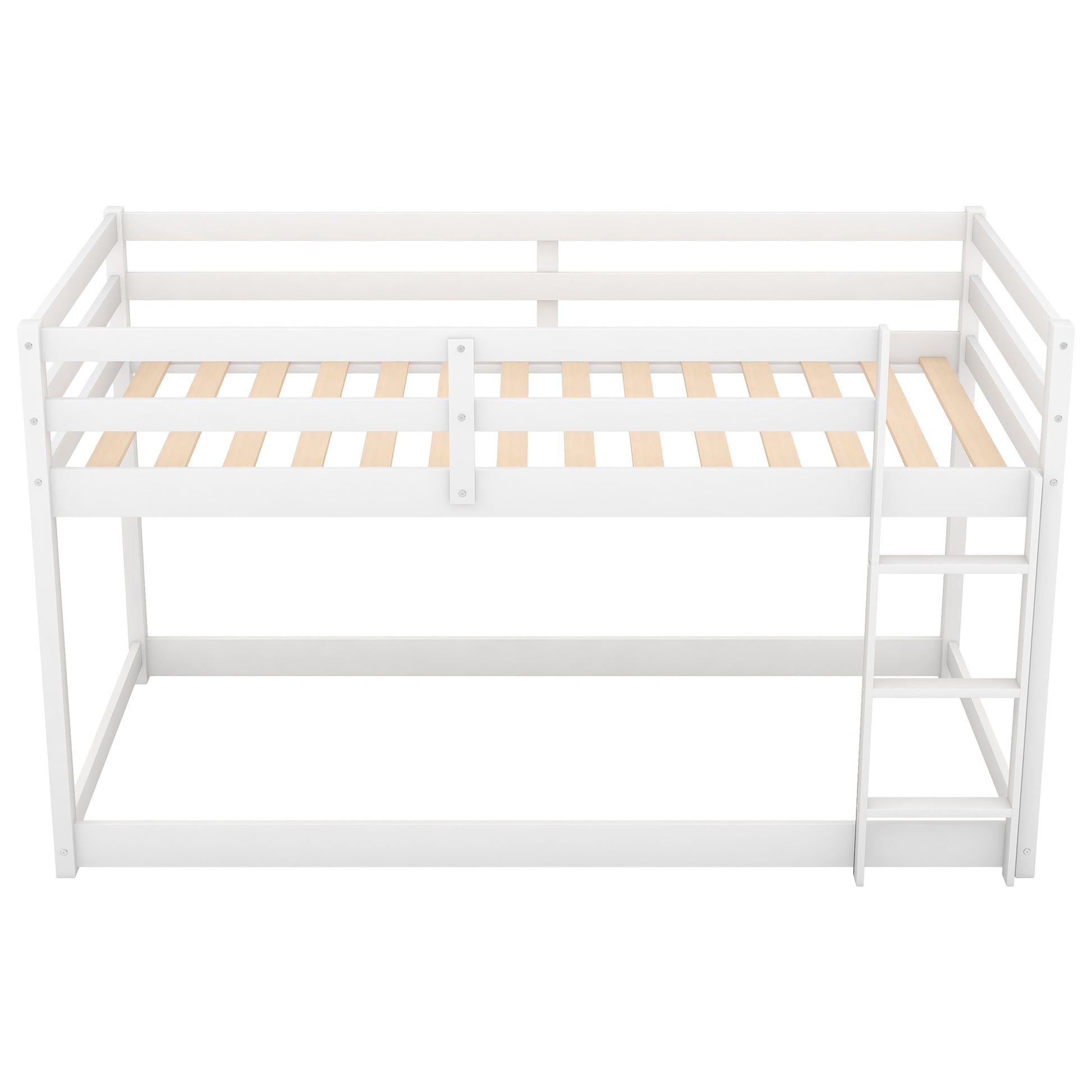 Twin over Twin Floor Bunk Bed with Ladder, White(Old SKU:WF281727AAK/WF286602AAK) image 6