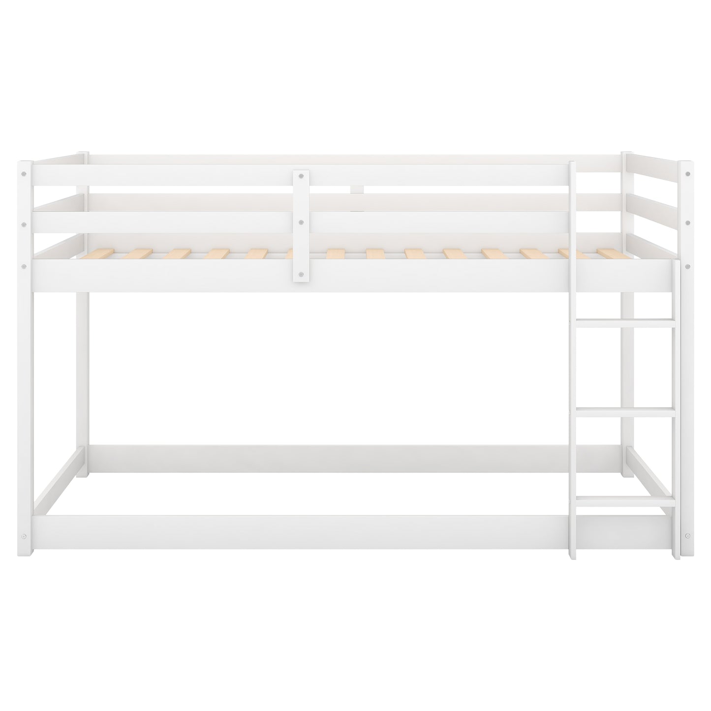 Twin over Twin Floor Bunk Bed with Ladder, White(Old SKU:WF281727AAK/WF286602AAK) image 11