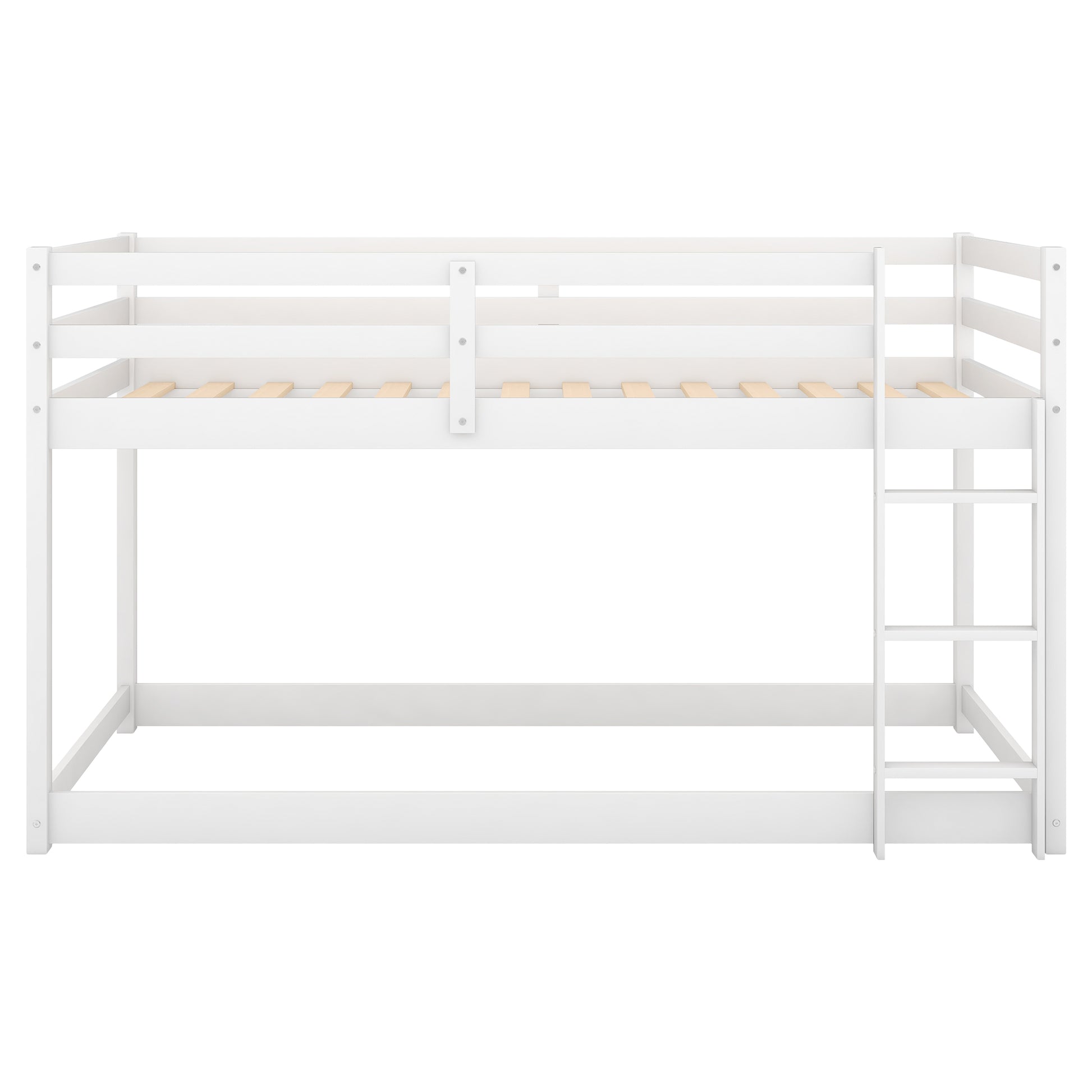 Twin over Twin Floor Bunk Bed with Ladder, White(Old SKU:WF281727AAK/WF286602AAK) image 11