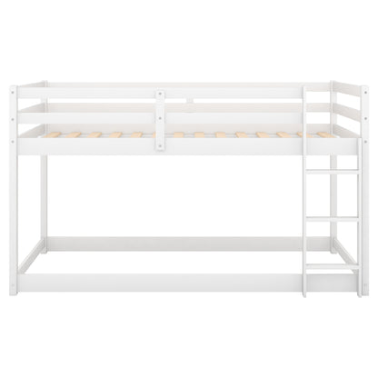 Twin over Twin Floor Bunk Bed with Ladder, White(Old SKU:WF281727AAK/WF286602AAK) image 11