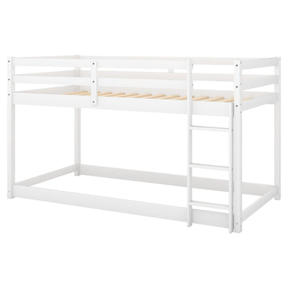 Twin over Twin Floor Bunk Bed with Ladder, White(Old SKU:WF281727AAK/WF286602AAK) image 8