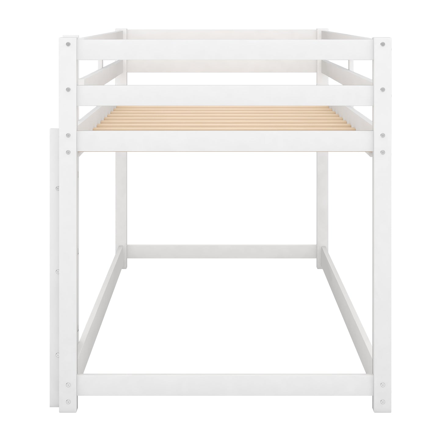 Twin over Twin Floor Bunk Bed with Ladder, White(Old SKU:WF281727AAK/WF286602AAK) image 12