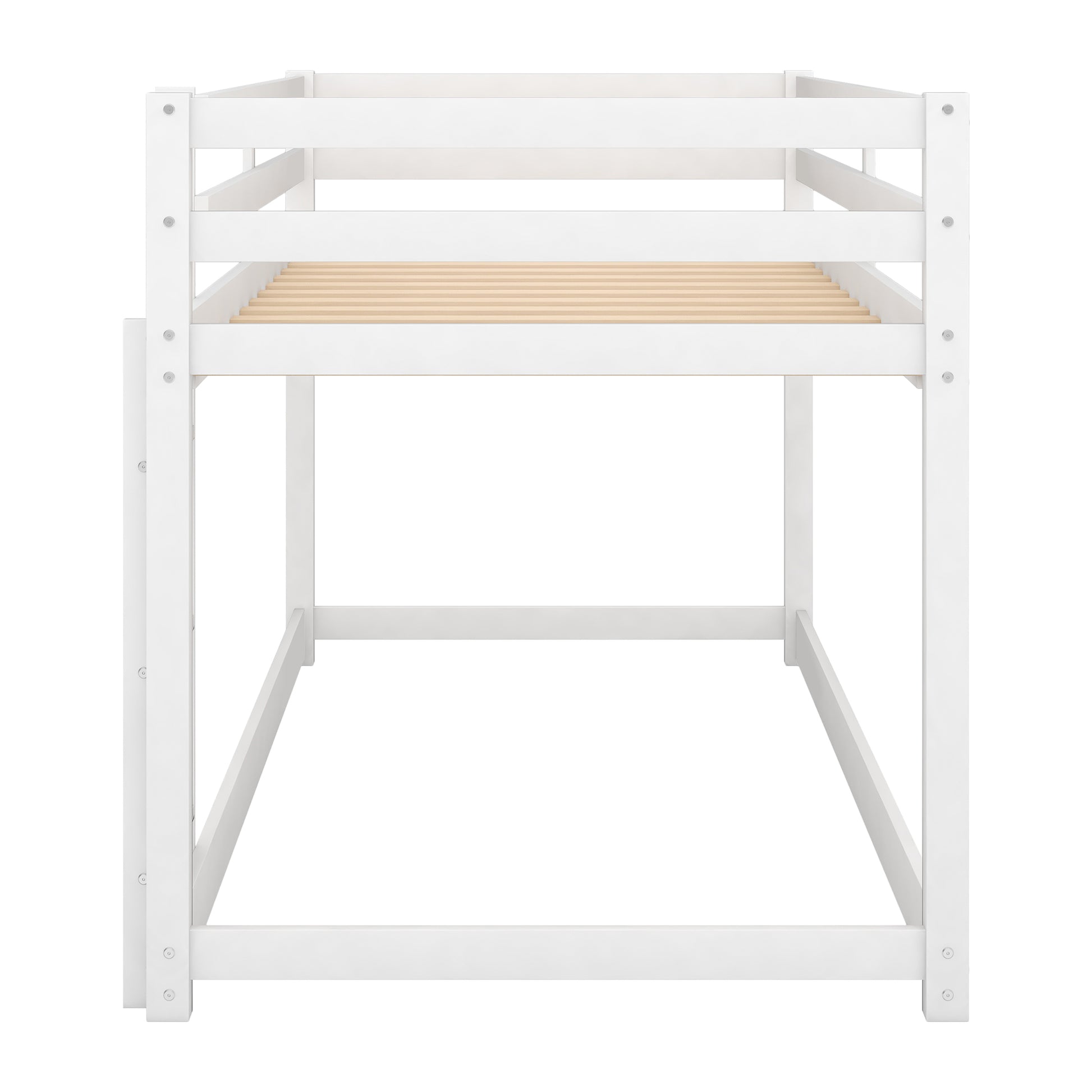 Twin over Twin Floor Bunk Bed with Ladder, White(Old SKU:WF281727AAK/WF286602AAK) image 12
