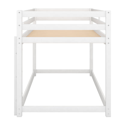 Twin over Twin Floor Bunk Bed with Ladder, White(Old SKU:WF281727AAK/WF286602AAK) image 12