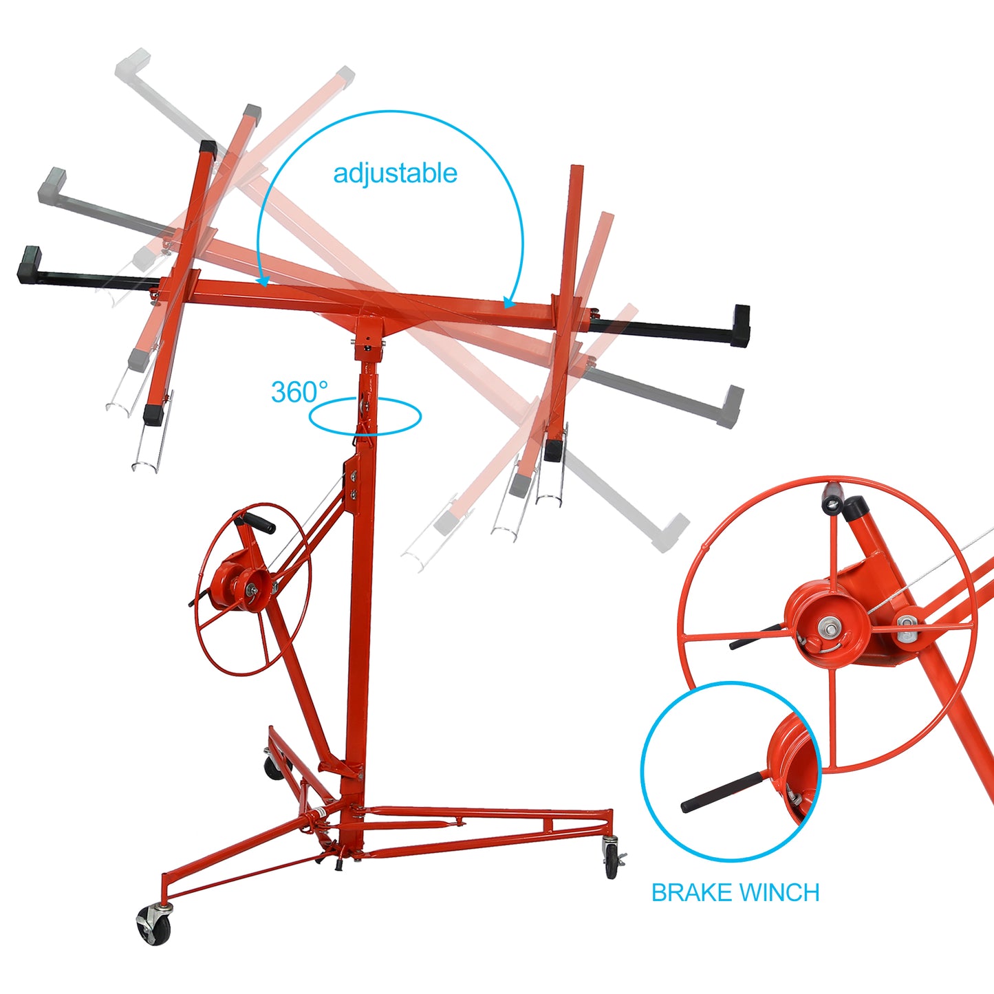 Drywall Lift Panel 11' Lift Drywall Panel Hoist Jack Lifter,red image 10