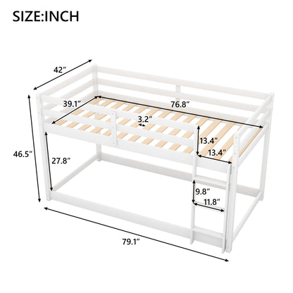 Twin over Twin Floor Bunk Bed with Ladder, White(Old SKU:WF281727AAK/WF286602AAK) image 4