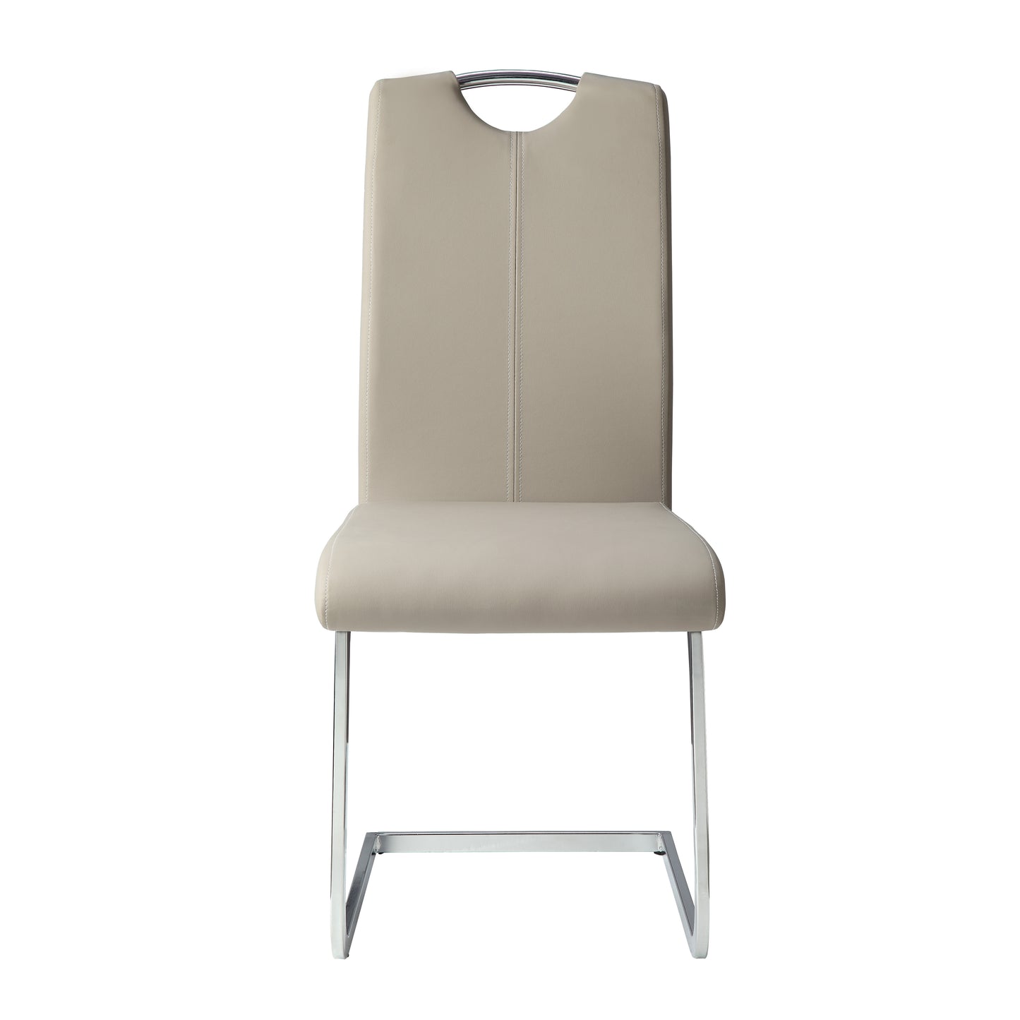 Unique Style Chrome Metal Finish Side Chairs 2pc Set Gray-Taupe Faux Leather Upholstered Casual Dining Furniture image 5
