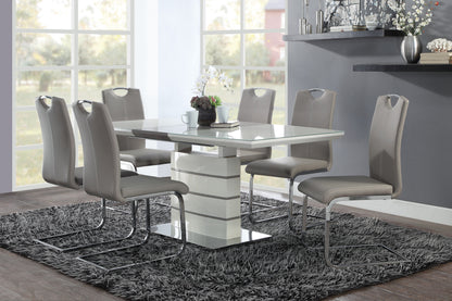 Unique Style Chrome Metal Finish Side Chairs 2pc Set Gray-Taupe Faux Leather Upholstered Casual Dining Furniture image 4