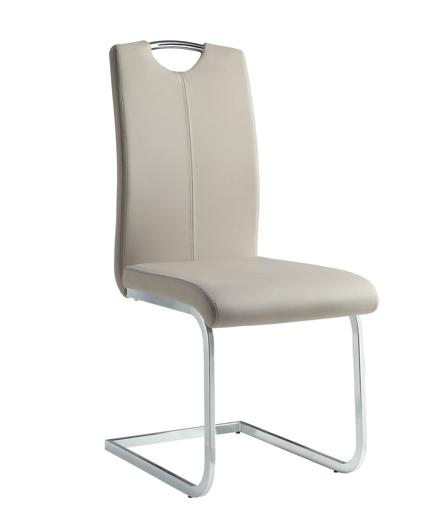 Unique Style Chrome Metal Finish Side Chairs 2pc Set Gray-Taupe Faux Leather Upholstered Casual Dining Furniture image 6