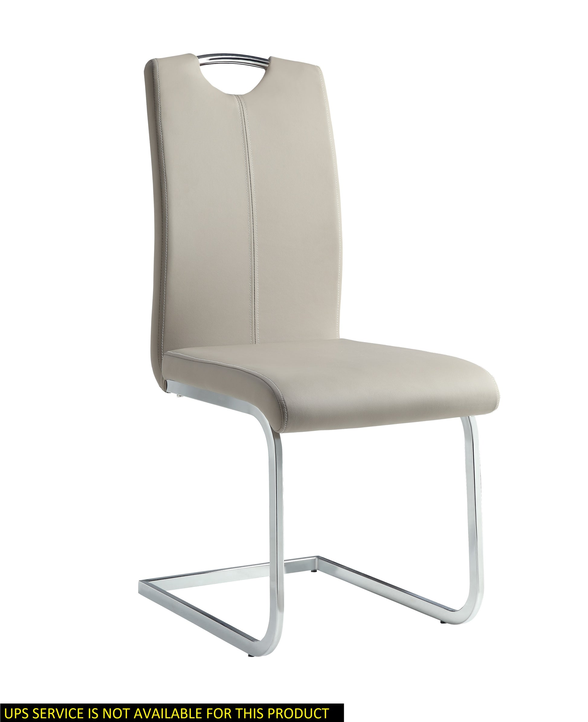 Unique Style Chrome Metal Finish Side Chairs 2pc Set Gray-Taupe Faux Leather Upholstered Casual Dining Furniture image 1