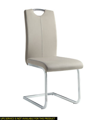 Unique Style Chrome Metal Finish Side Chairs 2pc Set Gray-Taupe Faux Leather Upholstered Casual Dining Furniture image 1