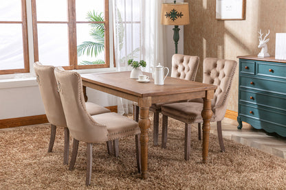 Nikki Collection Modern, High-end Tufted Solid Wood Contemporary Velvet Upholstered Dining Chair with Wood Legs Nailhead Trim 2-Pcs Set, Khaki, SW2001KK image 12