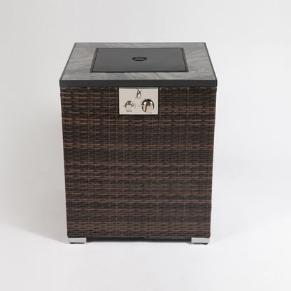 24" Propane Gas Fire Pit Table, 50000 BTU Square Fire Pit, Tile Tabletop with Beautiful Wicker Base for Outside Patio Deck Garden Courtyard-Espresso image 10
