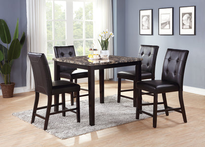 Simple Contemporary Set of 2 Counter Height Chairs Brown Finish Dining Seating's Cushion Chair Tufted Back Kitchen Dining Room image 9