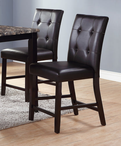 Simple Contemporary Set of 2 Counter Height Chairs Brown Finish Dining Seating's Cushion Chair Tufted Back Kitchen Dining Room image 1