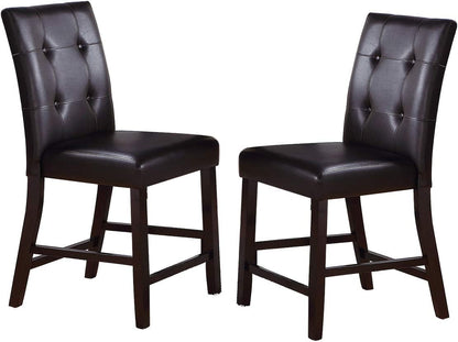 Simple Contemporary Set of 2 Counter Height Chairs Brown Finish Dining Seating's Cushion Chair Tufted Back Kitchen Dining Room image 5