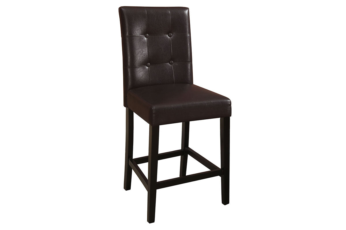 Simple Contemporary Set of 2 Counter Height Chairs Brown Finish Dining Seating's Cushion Chair Tufted Back Kitchen Dining Room image 8