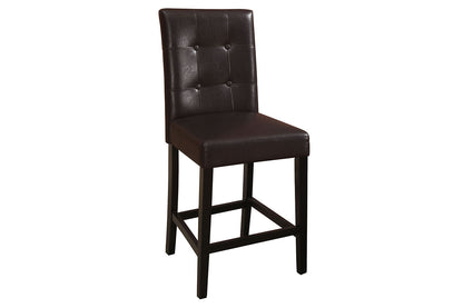 Simple Contemporary Set of 2 Counter Height Chairs Brown Finish Dining Seating's Cushion Chair Tufted Back Kitchen Dining Room image 8