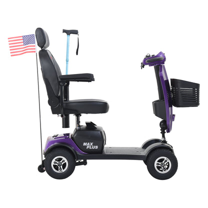 MAX PLUS DARK PURPLE 4 Wheels Outdoor Compact Mobility Scooter with 2pcs*20AH Lead acid Battery, 16 Miles, Cup Holders & USB charger Port image 8