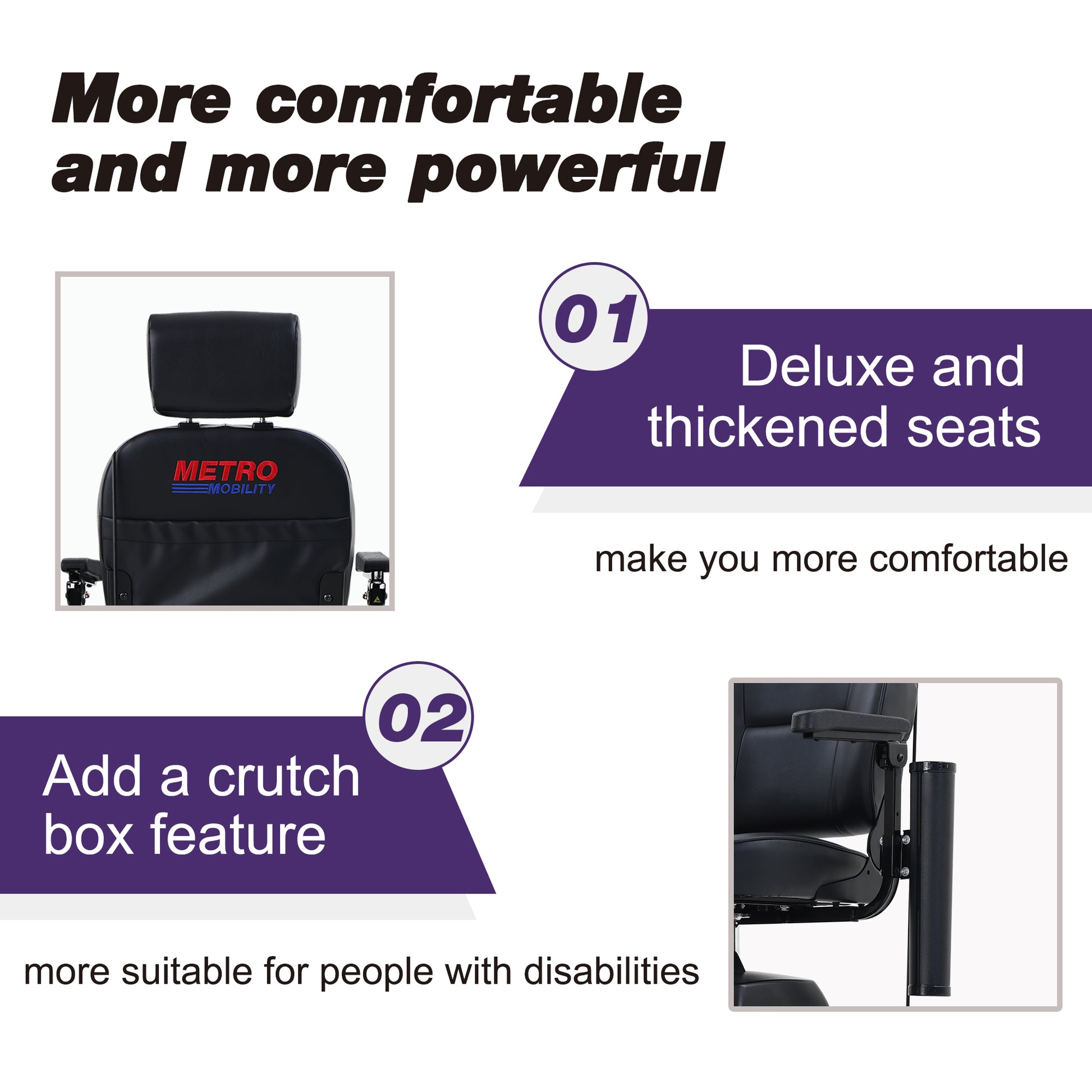 MAX PLUS DARK PURPLE 4 Wheels Outdoor Compact Mobility Scooter with 2pcs*20AH Lead acid Battery, 16 Miles, Cup Holders & USB charger Port image 4