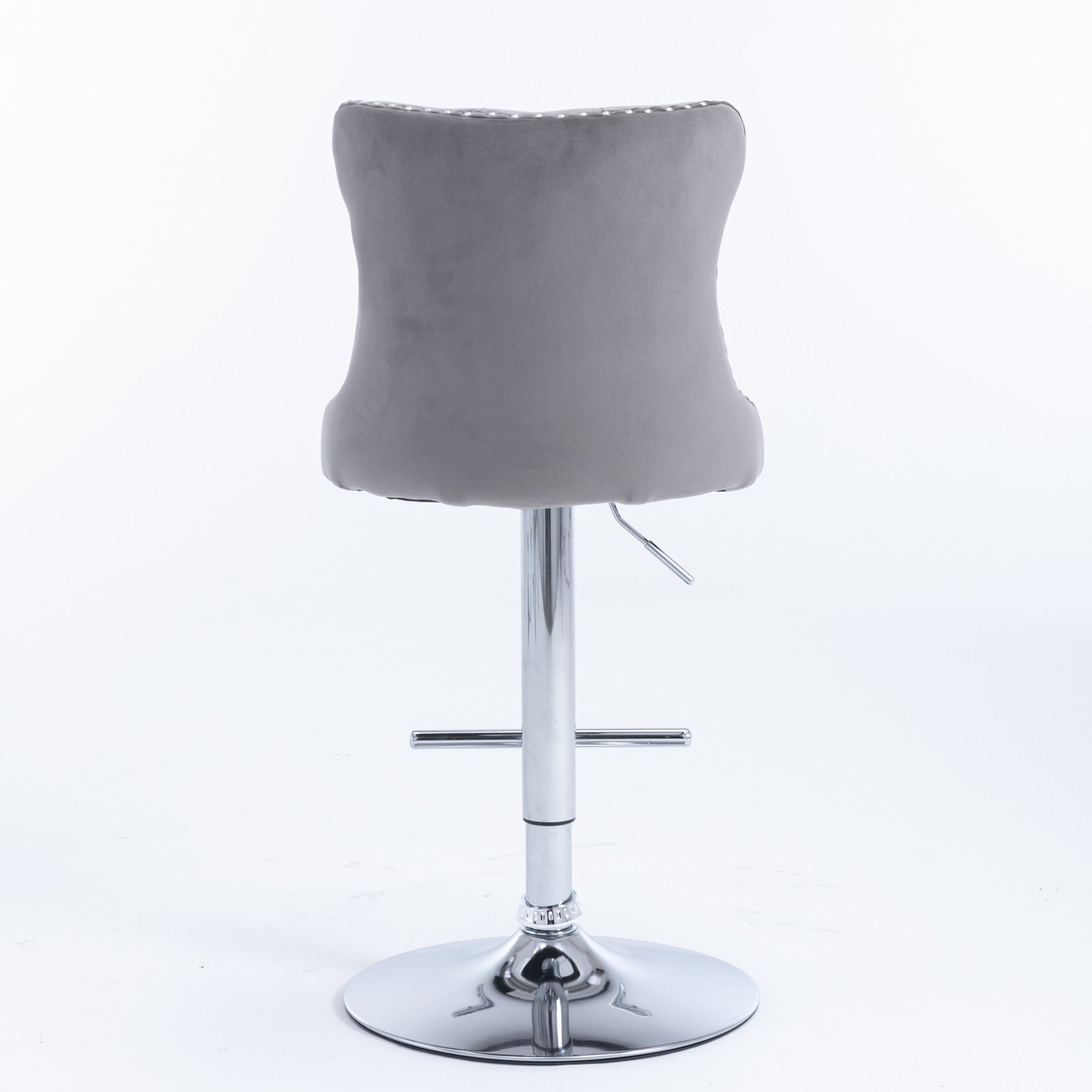 A&A Furniture,Swivel Velvet Barstools Adjusatble Seat Height from 25-33 Inch, Modern Upholstered Chrome base Bar Stools with Backs Comfortable Tufted for Home Pub and Kitchen Island（Gray,Set of 2） image 6