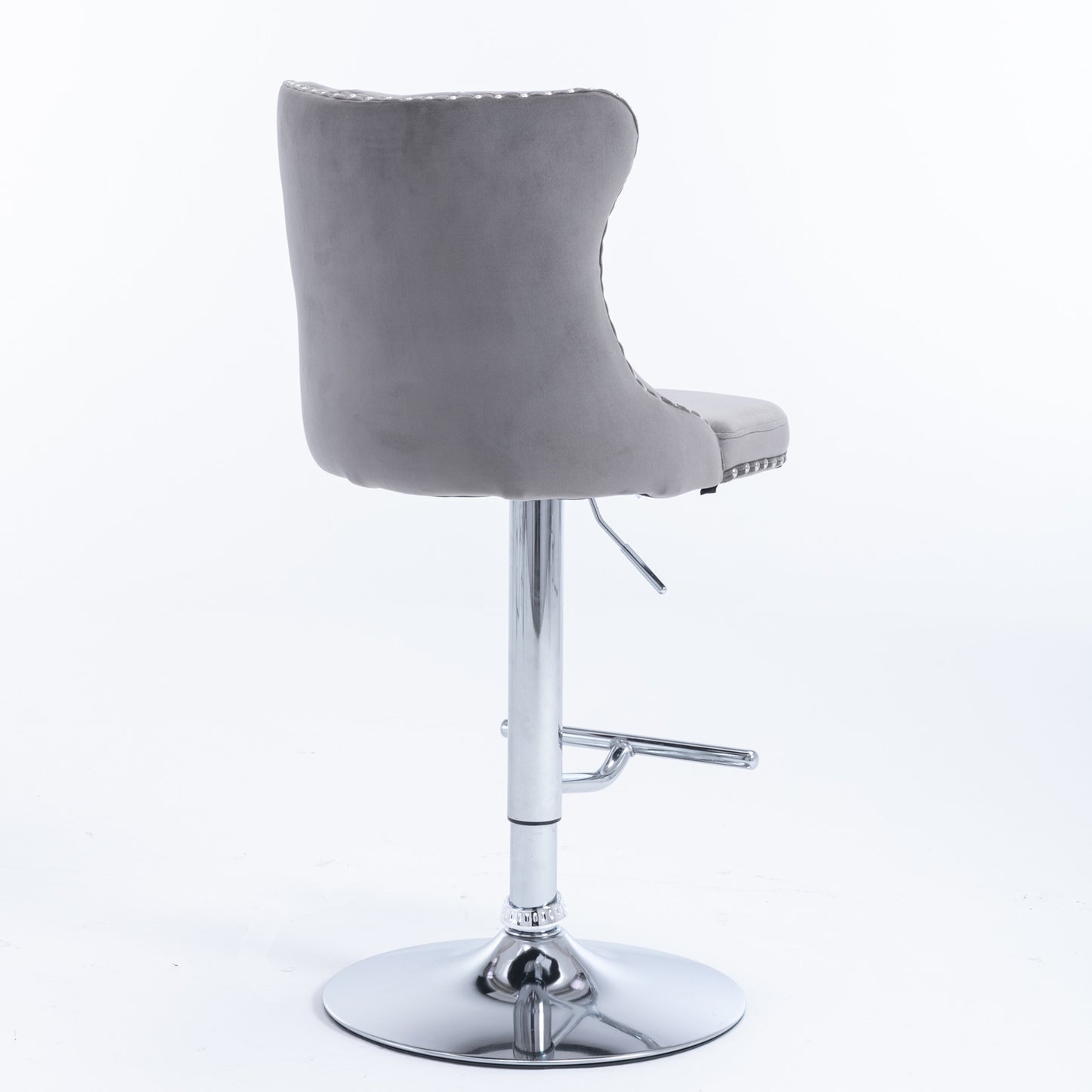A&A Furniture,Swivel Velvet Barstools Adjusatble Seat Height from 25-33 Inch, Modern Upholstered Chrome base Bar Stools with Backs Comfortable Tufted for Home Pub and Kitchen Island（Gray,Set of 2） image 5
