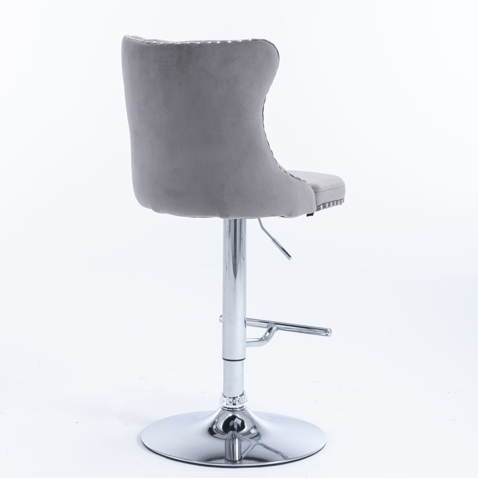 A&A Furniture,Swivel Velvet Barstools Adjusatble Seat Height from 25-33 Inch, Modern Upholstered Chrome base Bar Stools with Backs Comfortable Tufted for Home Pub and Kitchen Island（Gray,Set of 2） image 5