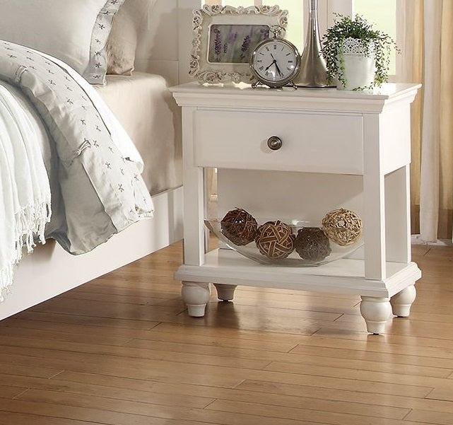 White California King Size Bed 2x Nightstands Panel Headboard Footboard Classic 3pc Bedroom Furniture Set image 3
