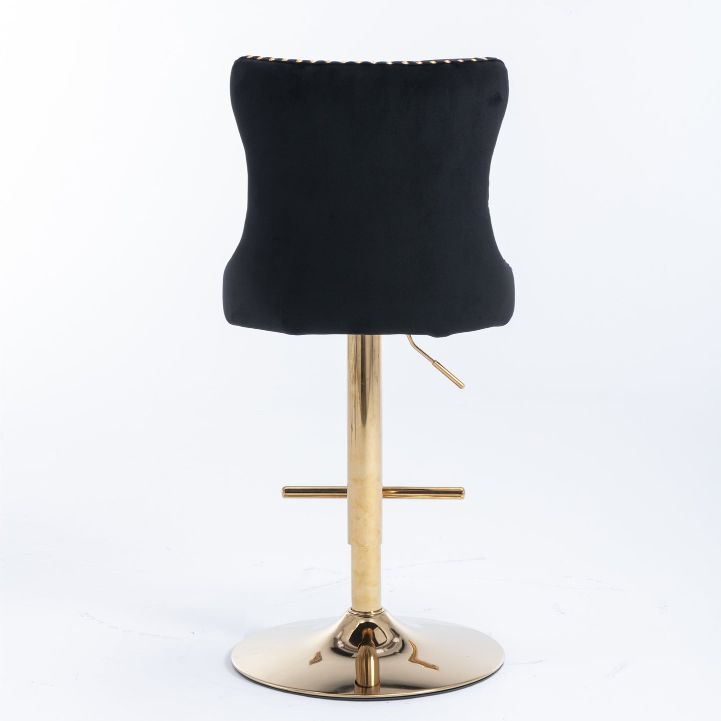 A&A Furniture,Golden Swivel Velvet Barstools Adjusatble Seat Height from 25-33 Inch, Modern Upholstered Bar Stools with Backs Comfortable Tufted for Home Pub and Kitchen Island（Black,Set of 2） image 7