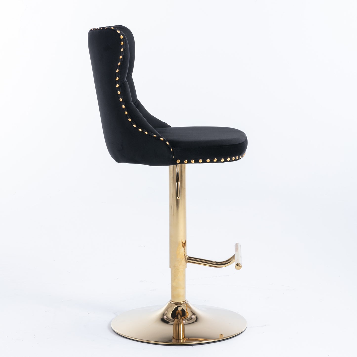 A&A Furniture,Golden Swivel Velvet Barstools Adjusatble Seat Height from 25-33 Inch, Modern Upholstered Bar Stools with Backs Comfortable Tufted for Home Pub and Kitchen Island（Black,Set of 2） image 5