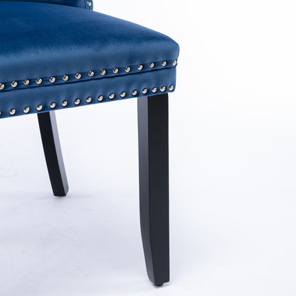 Nikki Collection Modern, High-end Tufted Solid Wood Contemporary Velvet Upholstered Dining Chair with Wood Legs Nailhead Trim 2-Pcs Set,Blue, SW2001BL image 12
