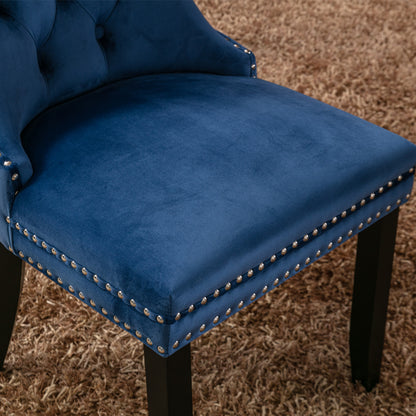 Nikki Collection Modern, High-end Tufted Solid Wood Contemporary Velvet Upholstered Dining Chair with Wood Legs Nailhead Trim 2-Pcs Set,Blue, SW2001BL image 11