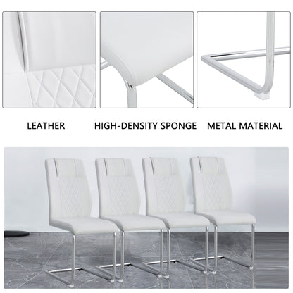 Modern Dining Chairs with Faux Leather Padded Seat Dining Living Room Chairs Upholstered Chair with Metal Legs Design for Kitchen, Living, Bedroom, Dining Room Side Chairs Set of 6 (White+PU)C-001 image 6