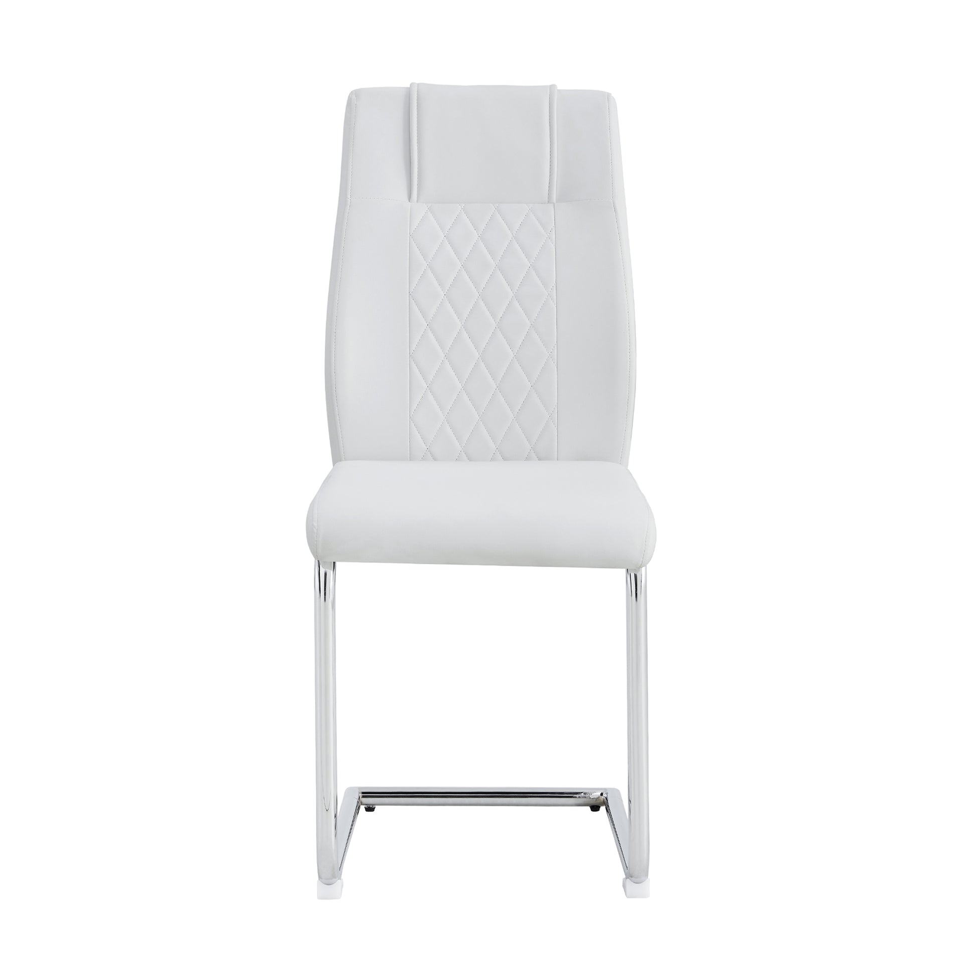 Modern Dining Chairs with Faux Leather Padded Seat Dining Living Room Chairs Upholstered Chair with Metal Legs Design for Kitchen, Living, Bedroom, Dining Room Side Chairs Set of 6 (White+PU)C-001 image 8