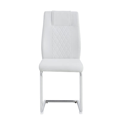 Modern Dining Chairs with Faux Leather Padded Seat Dining Living Room Chairs Upholstered Chair with Metal Legs Design for Kitchen, Living, Bedroom, Dining Room Side Chairs Set of 6 (White+PU)C-001 image 8
