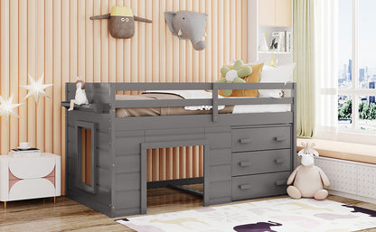 Twin Size Loft Bed with Cabinet and Shelf - Gray (OLD SKU:LP001501AAE) image 3
