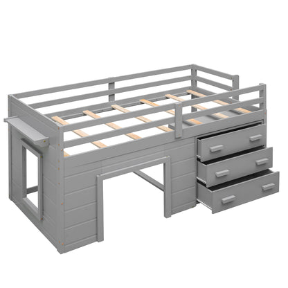 Twin Size Loft Bed with Cabinet and Shelf - Gray (OLD SKU:LP001501AAE) image 7
