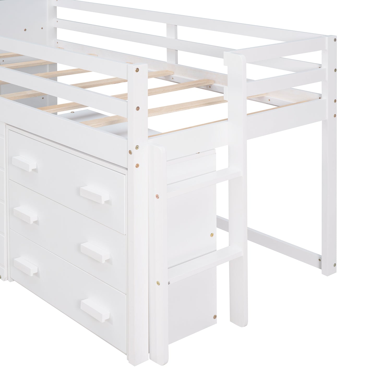 Twin Size Loft Bed with Cabinet and Shelf - White (OLD SKU:LP001501AAK) image 9