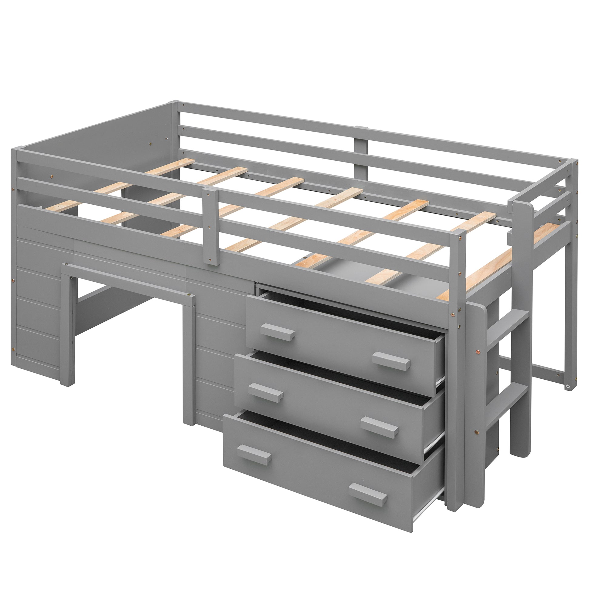 Twin Size Loft Bed with Cabinet and Shelf - Gray (OLD SKU:LP001501AAE) image 9