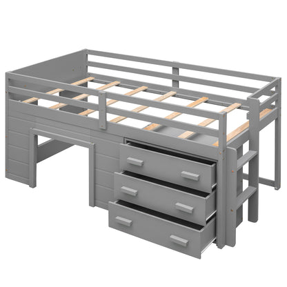 Twin Size Loft Bed with Cabinet and Shelf - Gray (OLD SKU:LP001501AAE) image 9