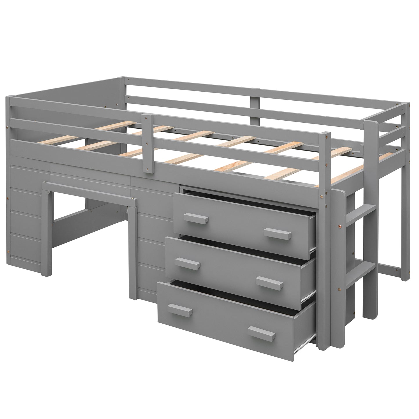 Twin Size Loft Bed with Cabinet and Shelf - Gray (OLD SKU:LP001501AAE) image 11