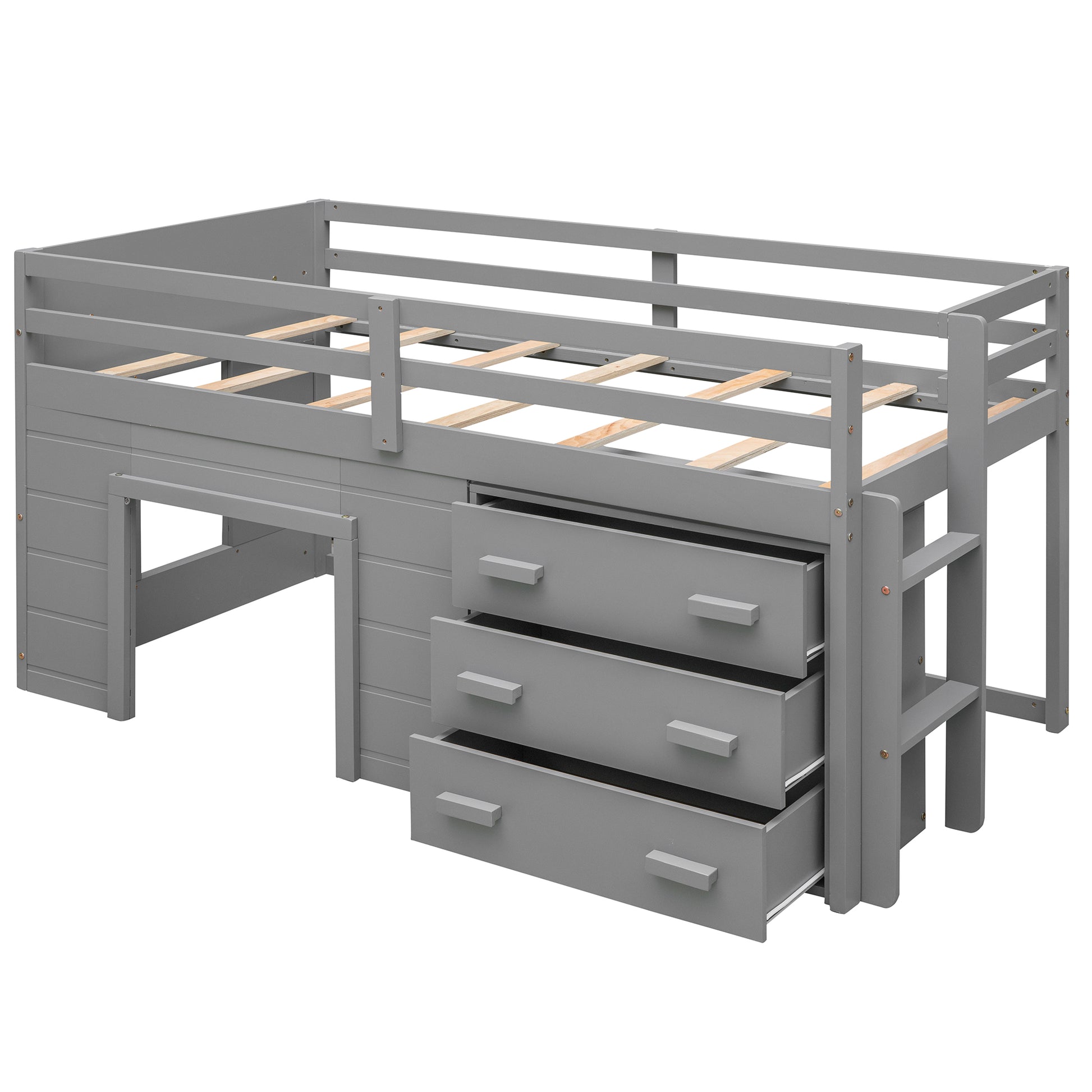 Twin Size Loft Bed with Cabinet and Shelf - Gray (OLD SKU:LP001501AAE) image 11