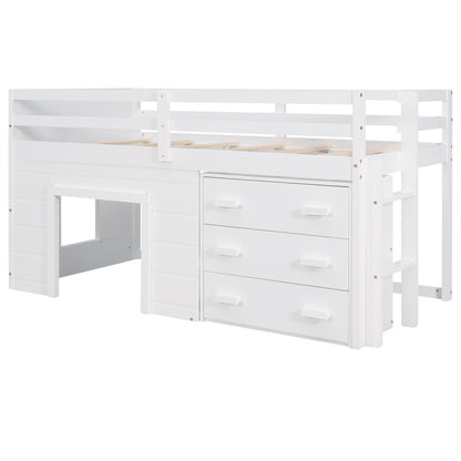 Twin Size Loft Bed with Cabinet and Shelf - White (OLD SKU:LP001501AAK) image 7