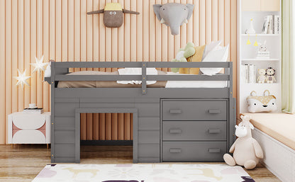 Twin Size Loft Bed with Cabinet and Shelf - Gray (OLD SKU:LP001501AAE) image 4